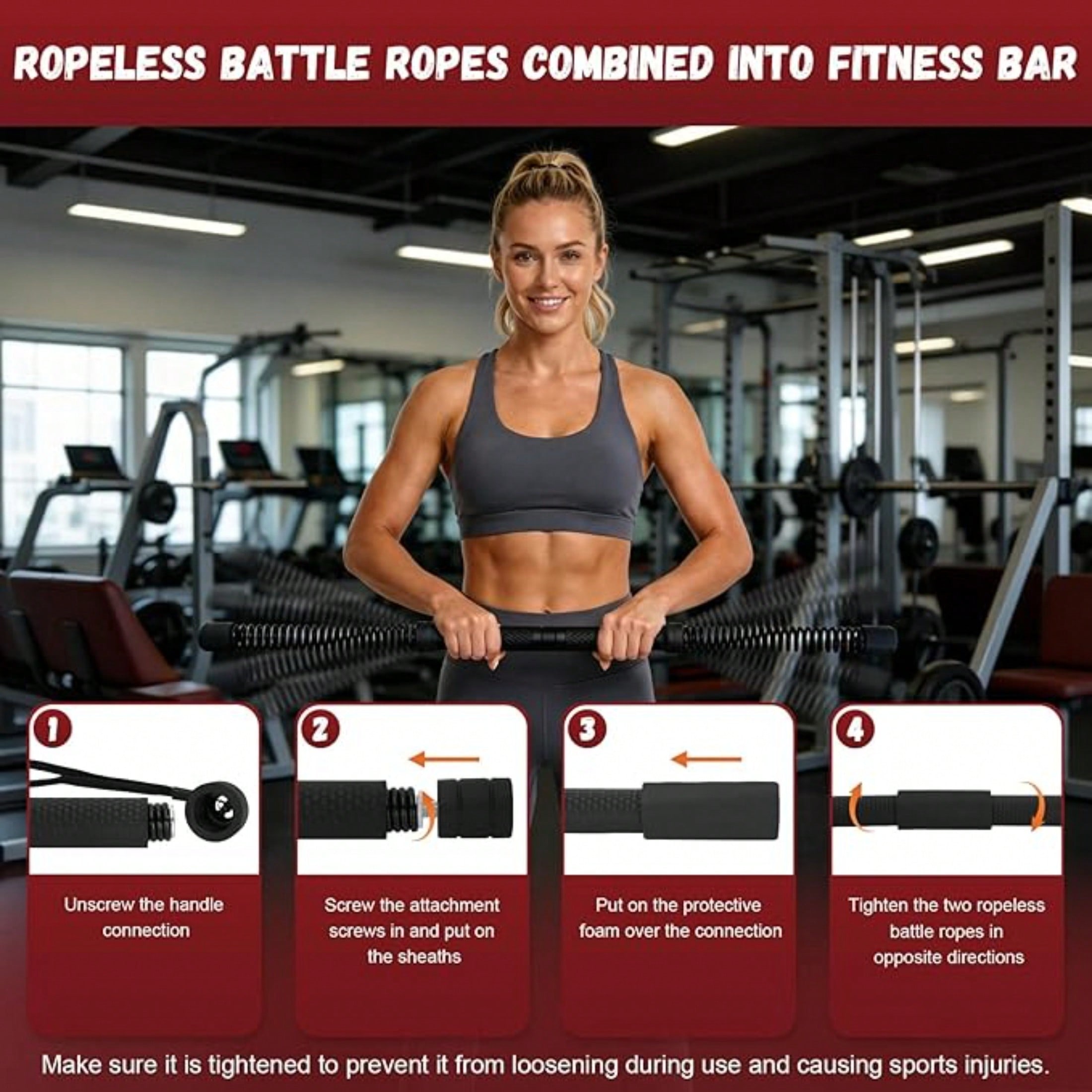 2-in-1アップグレード版コードレスバトルロープパワーツイ - Crossfit Gym のレビューと価格